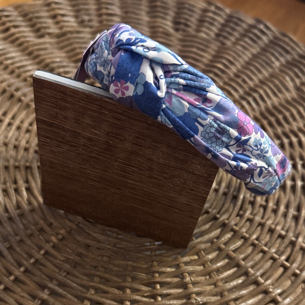 J. Crew Elegant Floral Headband in Purple and Blue - Picture 3 of 8